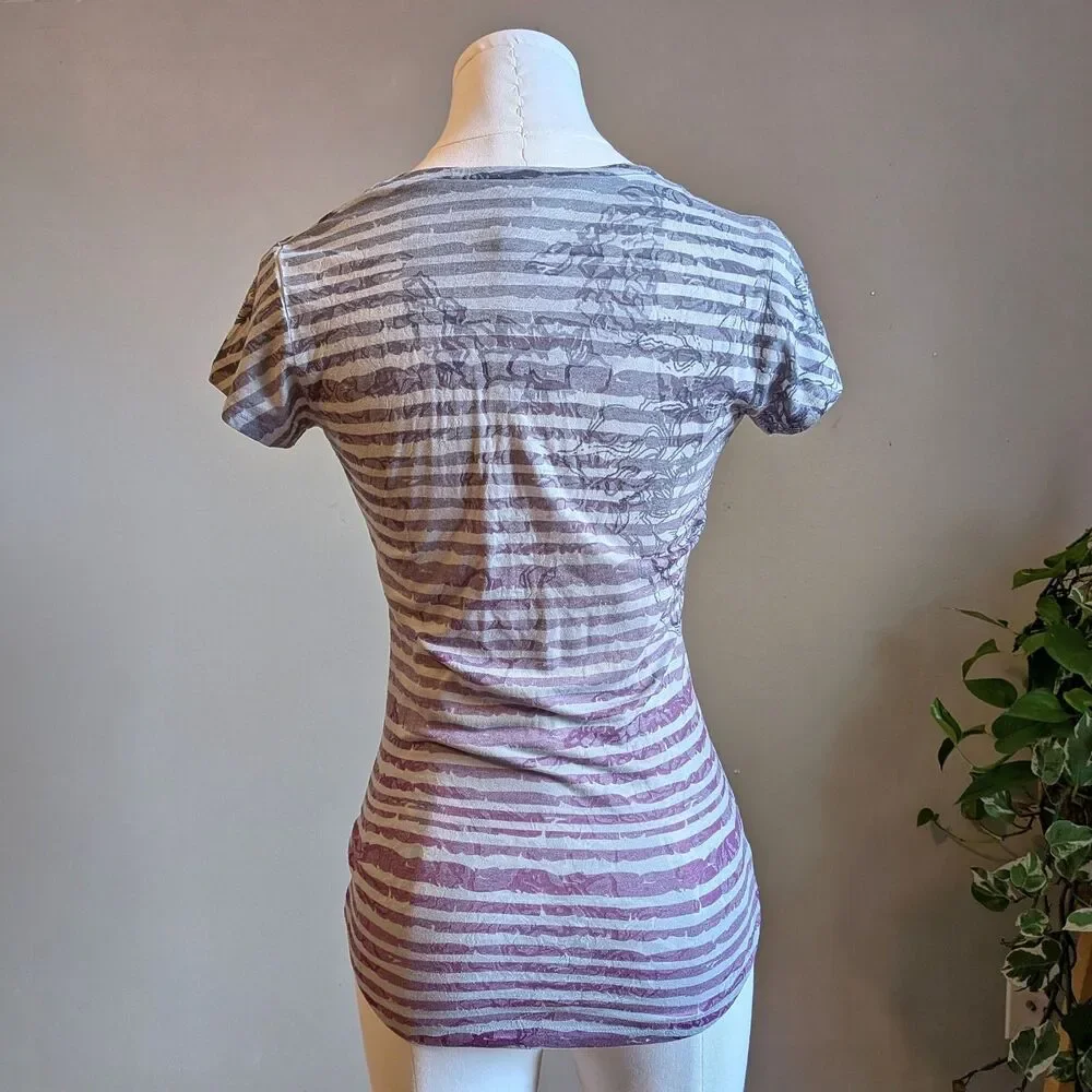 The North Face Scoop Neck Top Striped Rose Burnout T-shirt Athleisure Size XS - Picture 2 of 8